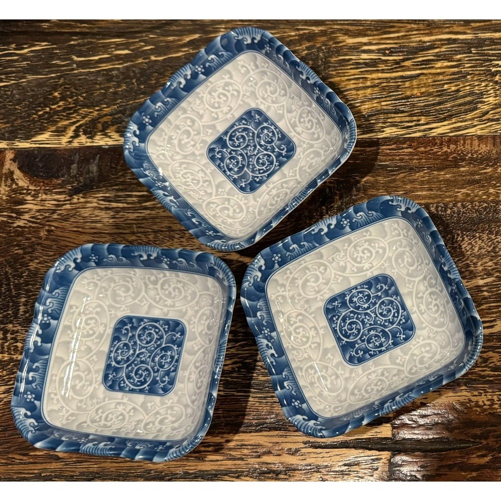 Dipping Sauce Bowls Blue Seokchon Loko Sweet Porcelain 3.75"x 3.75" Set of 3
